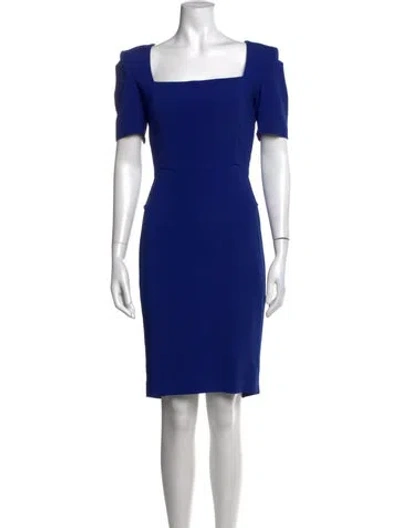 Pre-owned Neiman Marcus Square Neckline Knee-length Dress In Blue