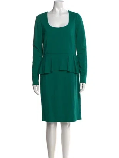 Pre-owned Neiman Marcus Square Neckline Knee-length Dress In Green