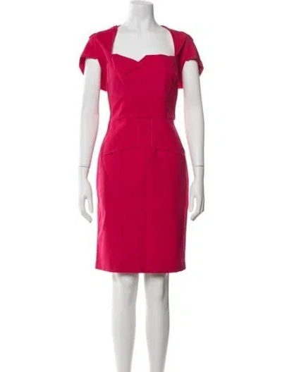 Pre-owned Neiman Marcus Square Neckline Knee-length Dress In Red