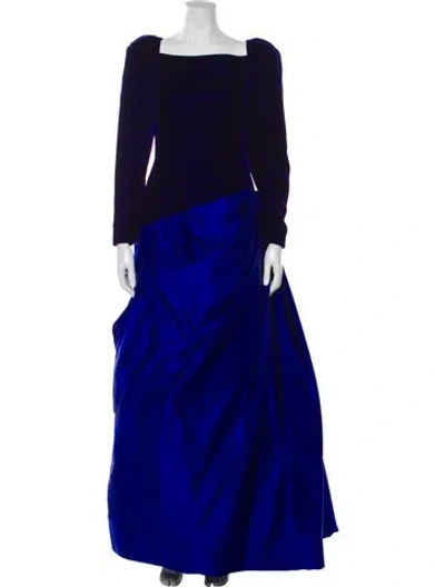 Pre-owned Neiman Marcus Square Neckline Long Dress In Blue
