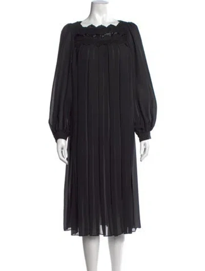Pre-owned Neiman Marcus Square Neckline Midi Length Dress In Black