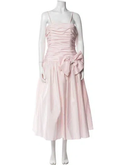 Pre-owned Neiman Marcus Square Neckline Midi Length Dress In Pink