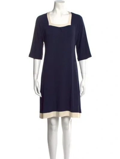 Pre-owned Neiman Marcus Square Neckline Mini Dress In Blue