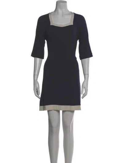 Pre-owned Neiman Marcus Square Neckline Mini Dress In Blue