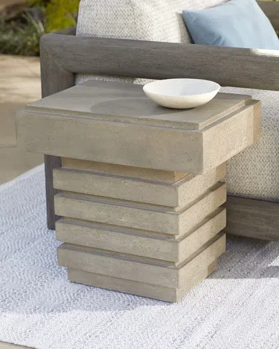 Neiman Marcus Stacked Side Table In Brown