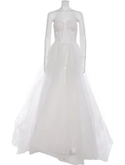 Pre-owned Neiman Marcus Strapless Long Dress In Neutral