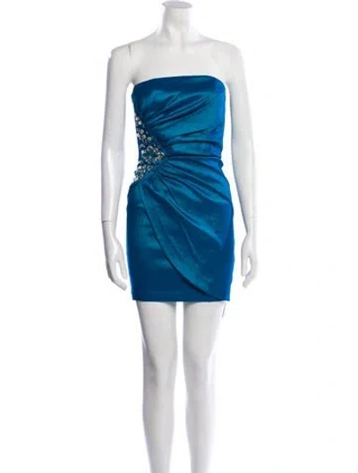 Pre-owned Neiman Marcus Strapless Mini Dress In Blue