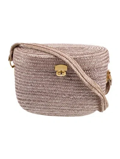 Pre-owned Neiman Marcus Straw Crossbody Bag In Neutral