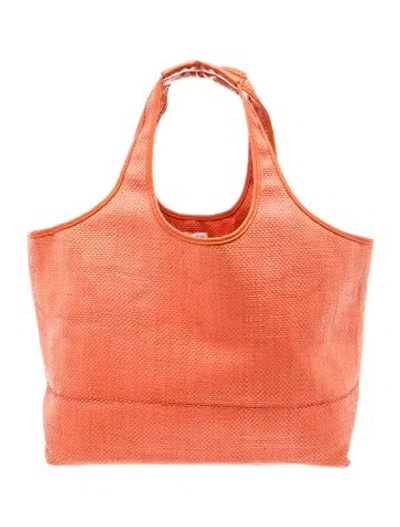 Pre-owned Neiman Marcus Straw Tote In Orange