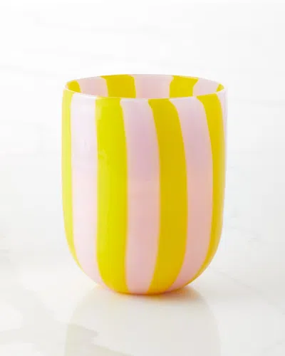 Neiman Marcus Stripe Tumbler In Pink And Yellow