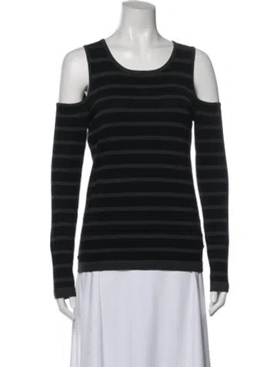 Pre-owned Neiman Marcus Striped Crew Neck Top In Black