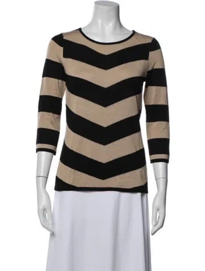 Pre-owned Neiman Marcus Striped Crew Neck Top In Blue