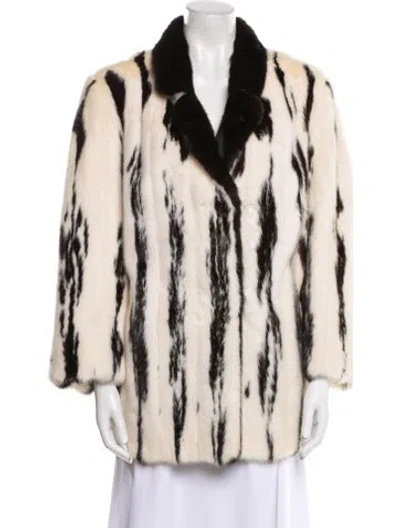 Pre-owned Neiman Marcus Striped Faux Fur Coat In Neutral
