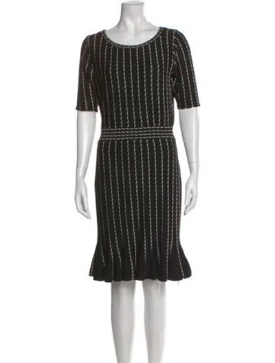 Pre-owned Neiman Marcus Striped Knee-length Dress In Black