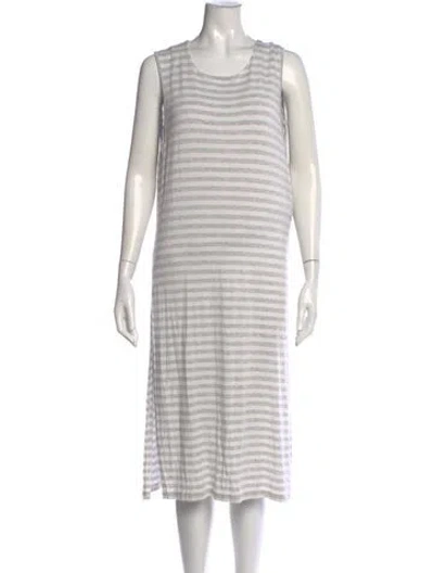 Pre-owned Neiman Marcus Striped Long Dress In Gray