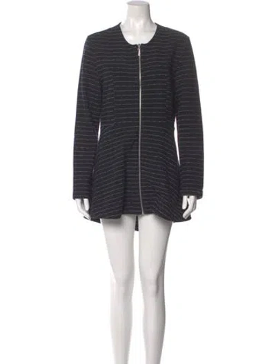 Pre-owned Neiman Marcus Striped Mini Dress In Gray