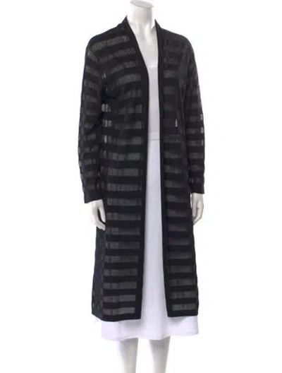 Pre-owned Neiman Marcus Striped Open Front Sweater In Black