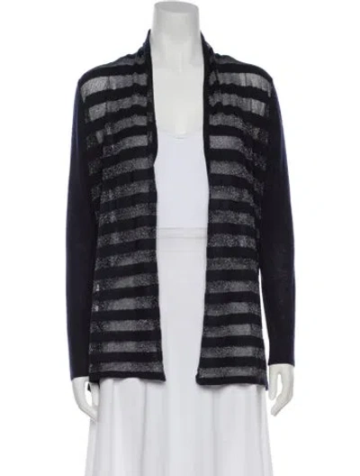 Pre-owned Neiman Marcus Striped Open Front Sweater In Blue