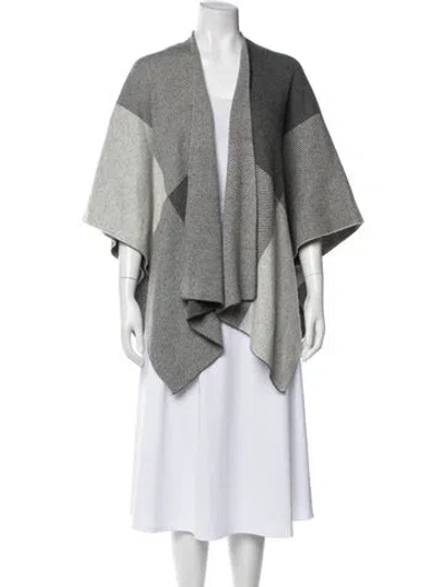 Pre-owned Neiman Marcus Striped Open Front Sweater In Gray