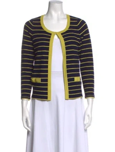 Pre-owned Neiman Marcus Striped Open Front Sweater In Neutral