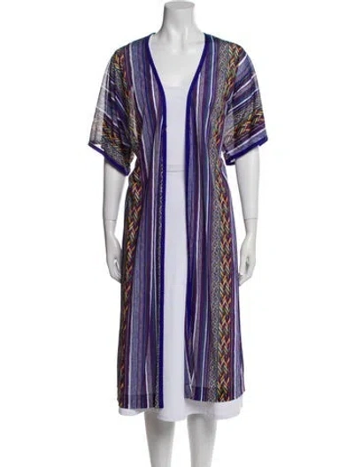 Pre-owned Neiman Marcus Striped Open Front Sweater In Purple