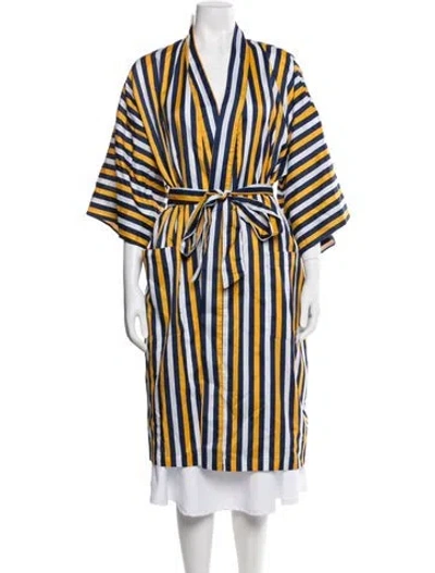 Pre-owned Neiman Marcus Striped Robe In Blue