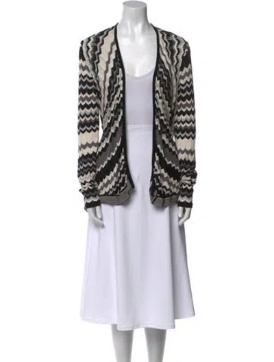 Pre-owned Neiman Marcus Striped V-neck Sweater In Black