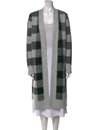 Pre-owned Neiman Marcus Striped V-neck Sweater In Gray