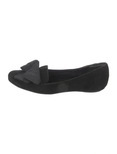 Pre-owned Neiman Marcus Suede Ballet Flats In Black