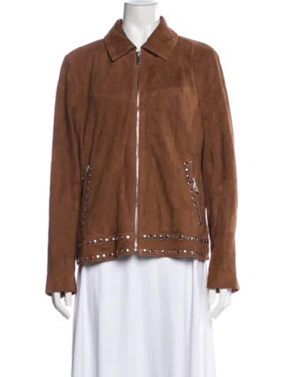 Pre-owned Neiman Marcus Suede Biker Jacket In Brown