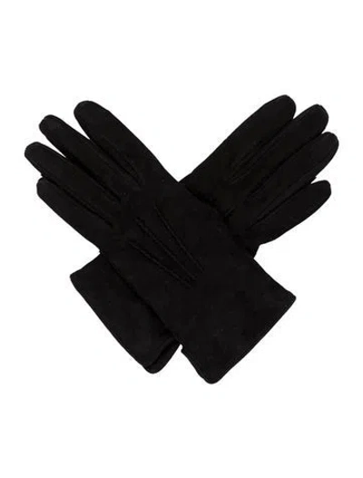 Pre-owned Neiman Marcus Suede Gloves In Black