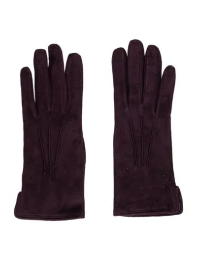 Pre-owned Neiman Marcus Suede Gloves In Purple