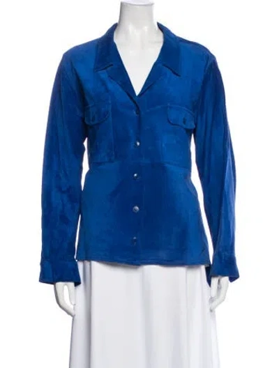 Pre-owned Neiman Marcus Suede Jacket In Blue