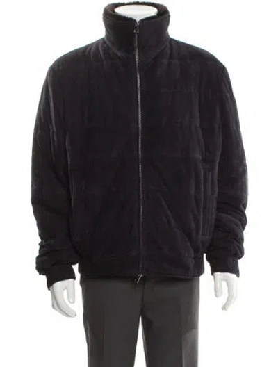 Pre-owned Neiman Marcus Suede Puffer Coat In Gray