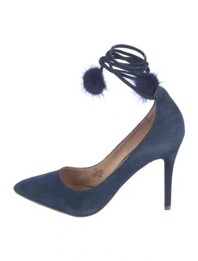 Pre-owned Neiman Marcus Suede Pumps In Blue