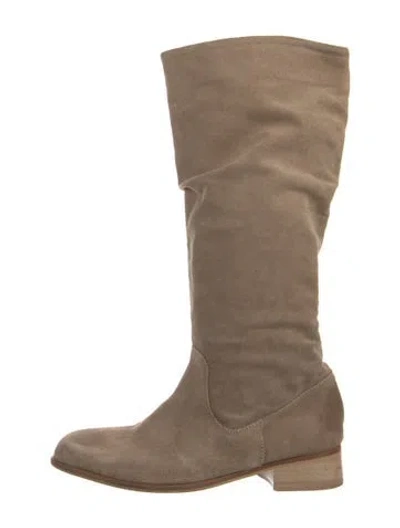 Pre-owned Neiman Marcus Suede Riding Boots In Neutral