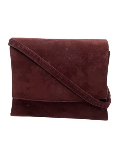 Pre-owned Neiman Marcus Suede Shoulder Bag In Burgundy