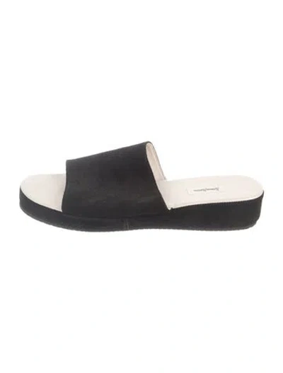 Pre-owned Neiman Marcus Suede Slides In Blue