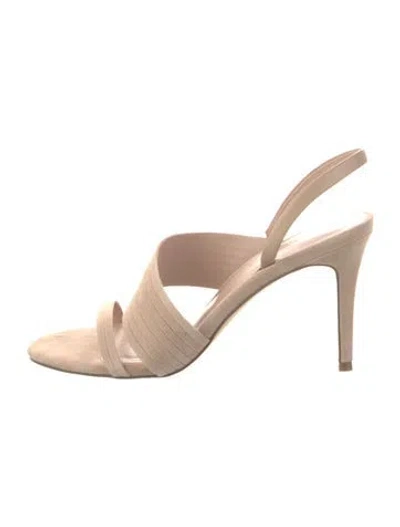Pre-owned Neiman Marcus Suede Slingback Sandals In Neutral