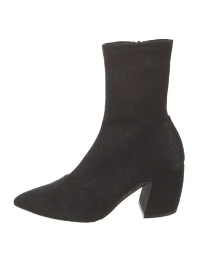 Pre-owned Neiman Marcus Suede Sock Boots In Black