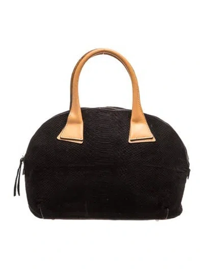 Pre-owned Neiman Marcus Suede Top Handle Bag In Black