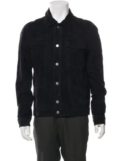Pre-owned Neiman Marcus Suede Trucker Jacket In Black