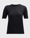 Neiman Marcus Superfine Cashmere Crop Sweater In Black