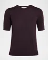 Neiman Marcus Superfine Cashmere Crop Sweater In Purple