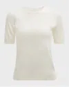 Neiman Marcus Superfine Cashmere Crop Sweater In White