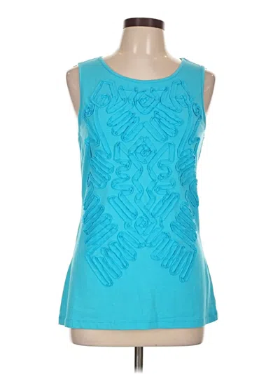 Pre-owned Neiman Marcus Tank Top Teal Halter Neckline Tops In Blue