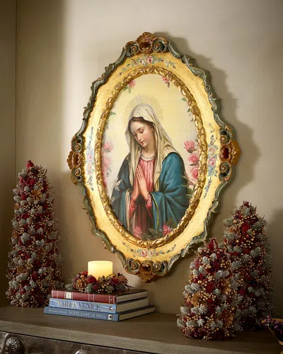 Neiman Marcus The Virgin Mary Oil Painting With Oval Italian Frame