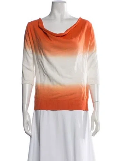 Pre-owned Neiman Marcus Tie-dye Print Cowl Neck Sweater In Orange