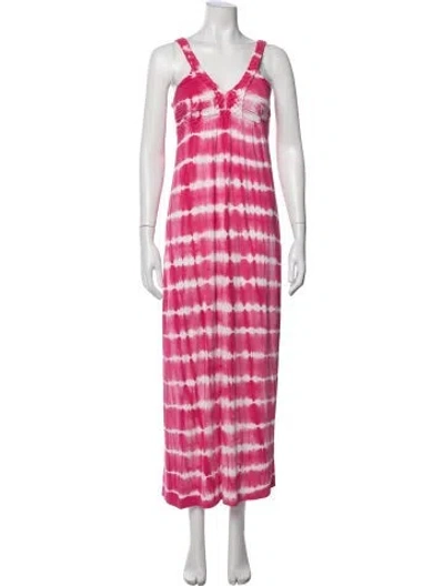 Pre-owned Neiman Marcus Tie-dye Print Long Dress In Pink