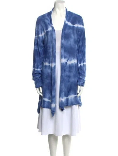 Pre-owned Neiman Marcus Tie-dye Print Open Front Sweater W/ Tags In Blue